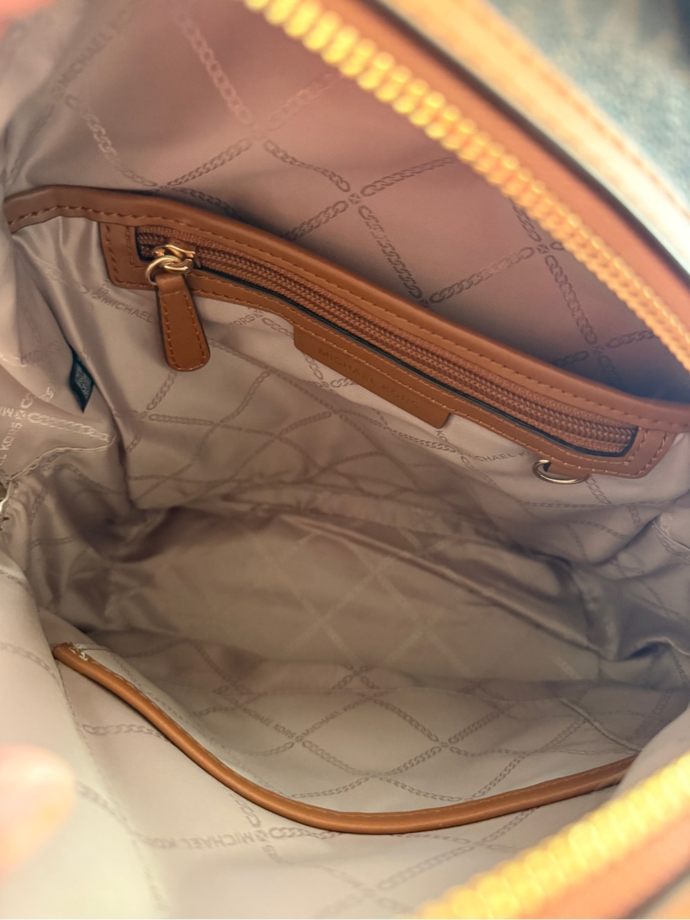 Michael Kors Erin Medium Backpack Signature Brown MK Monogram Luggage Trim EUC - Picture 6 of 10